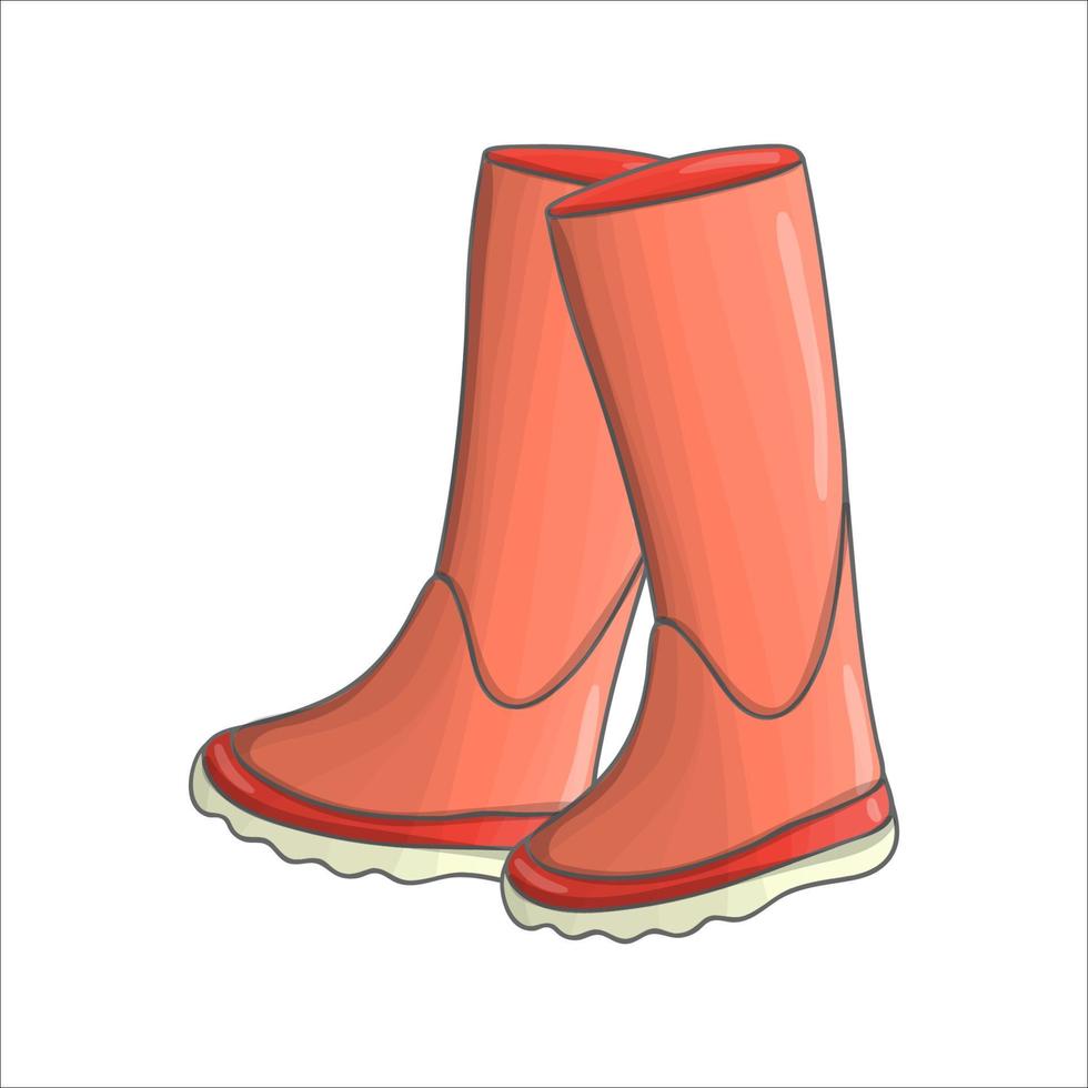 Vector rubber boots illustration. Autumn red footwear picture.