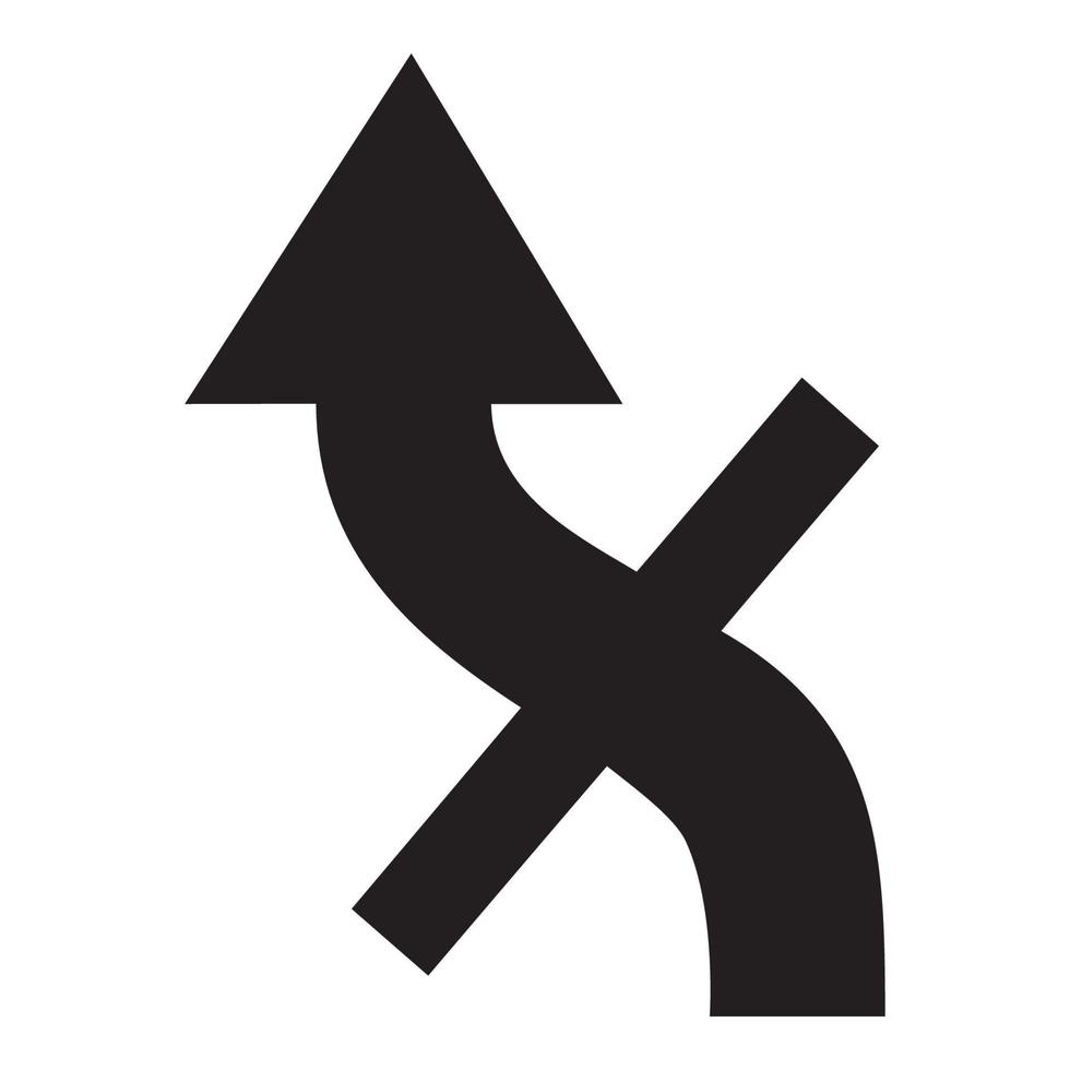 CURVE LEFT WITH CROSS ROAD SIGN vector