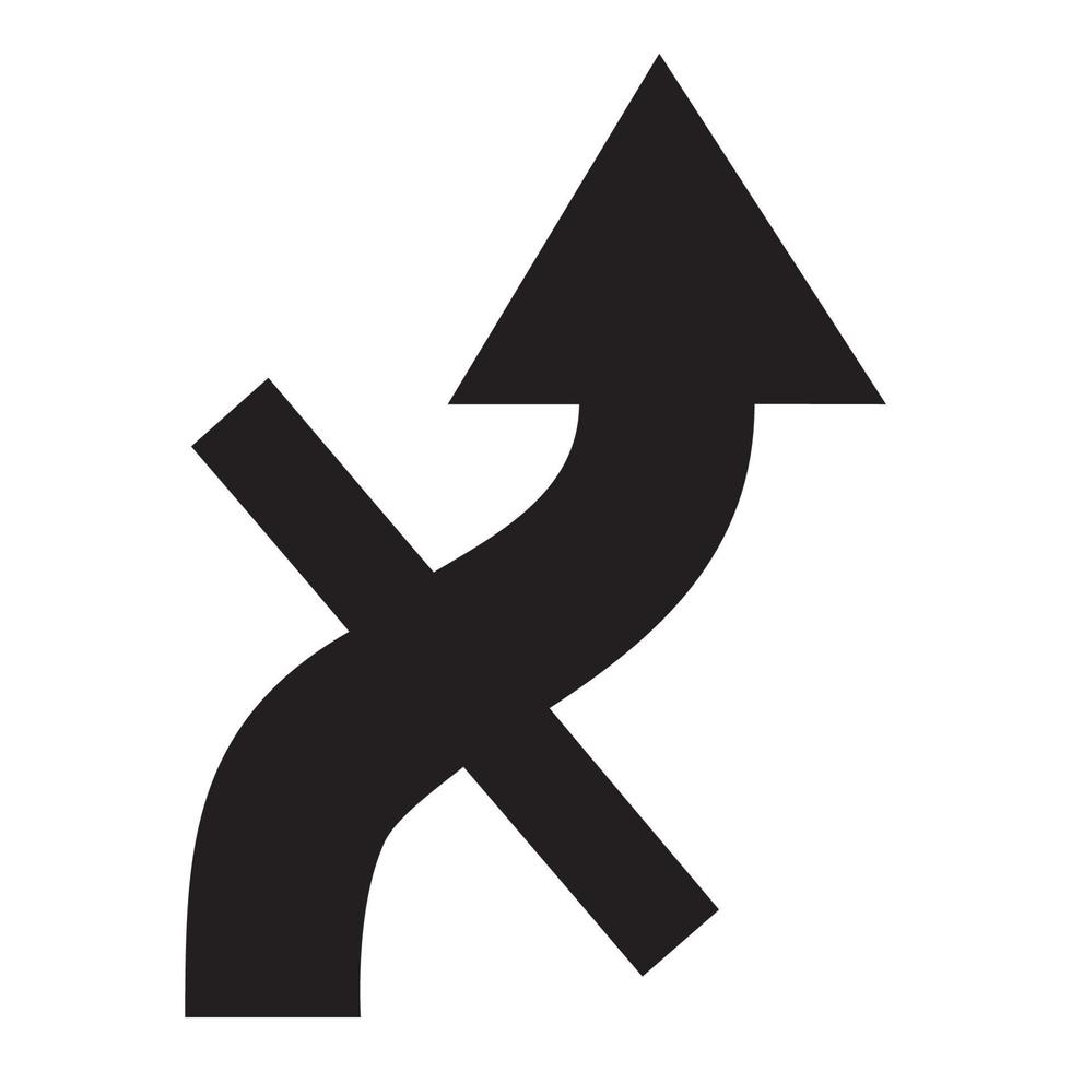 CURVE RIGHT WITH CROSS ROAD SIGN vector