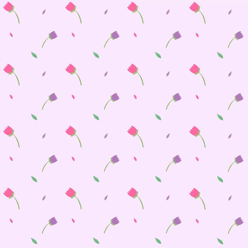 Seamless pattern of pink and purple or violet flower on pink background vector