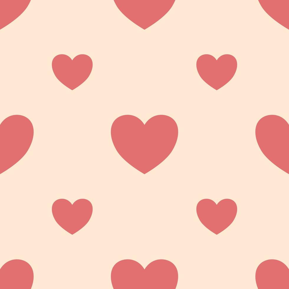 Seamless pattern of pink hearts on pastel pink background. vector