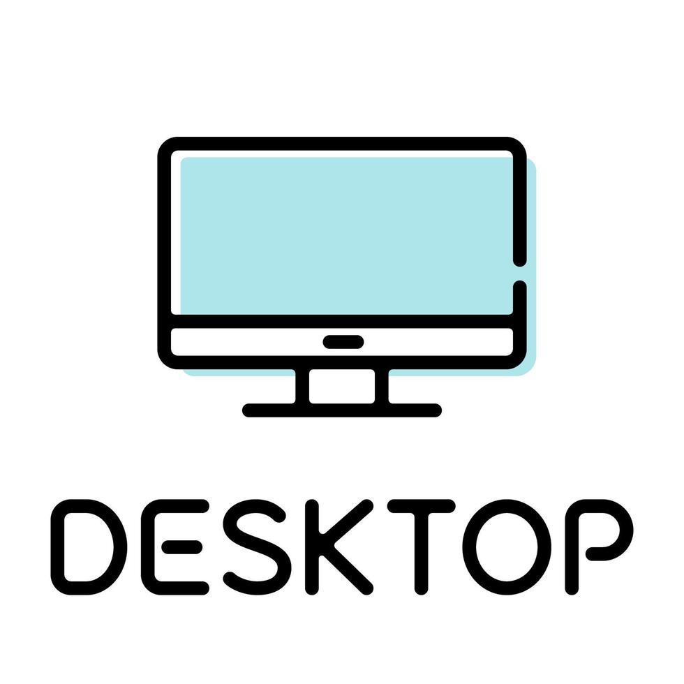 All in one desktop computer pictogram with text label vector