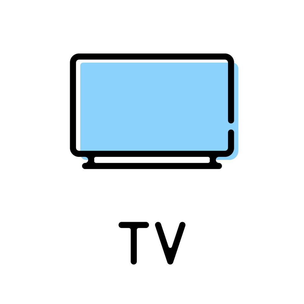 pictograma de tv con etiqueta de texto vector