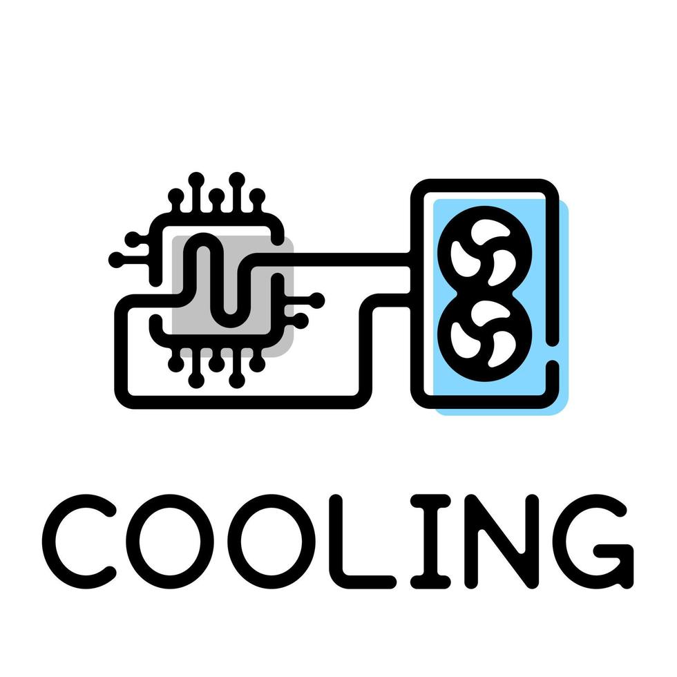 Computer chipset cooling solution shop product pictogram vector