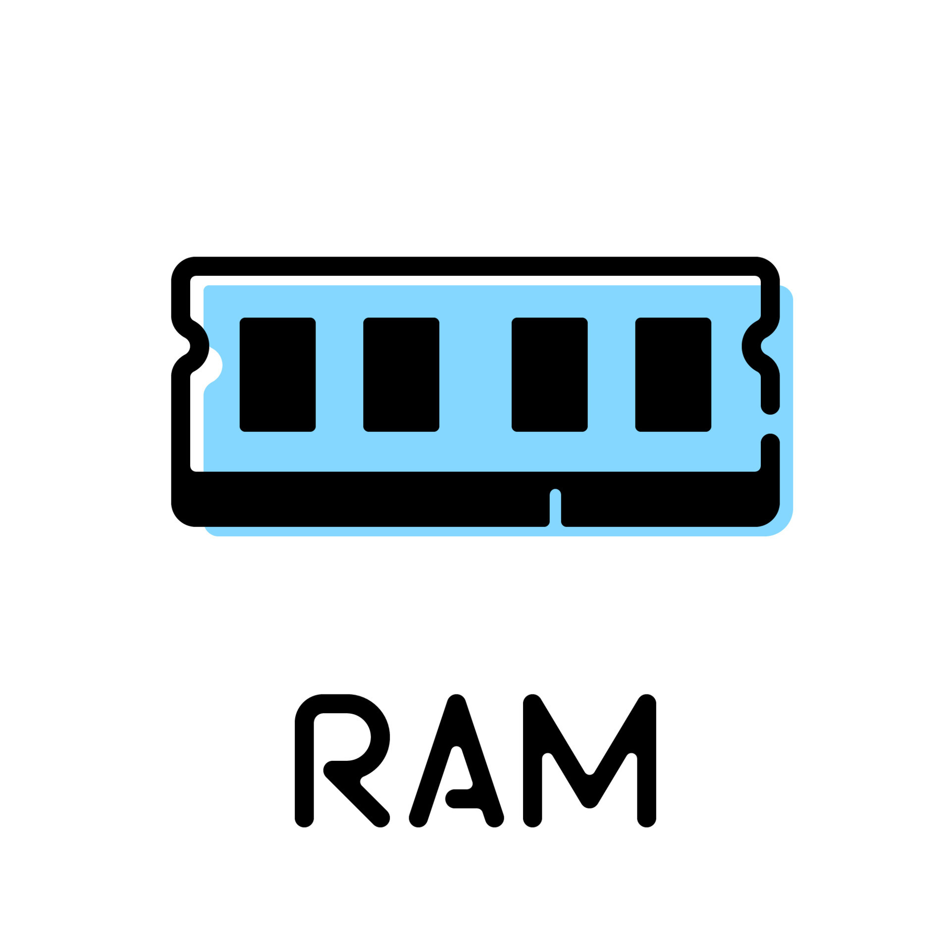 memory stick computer part pictogram with text label 8019573 Vector Art