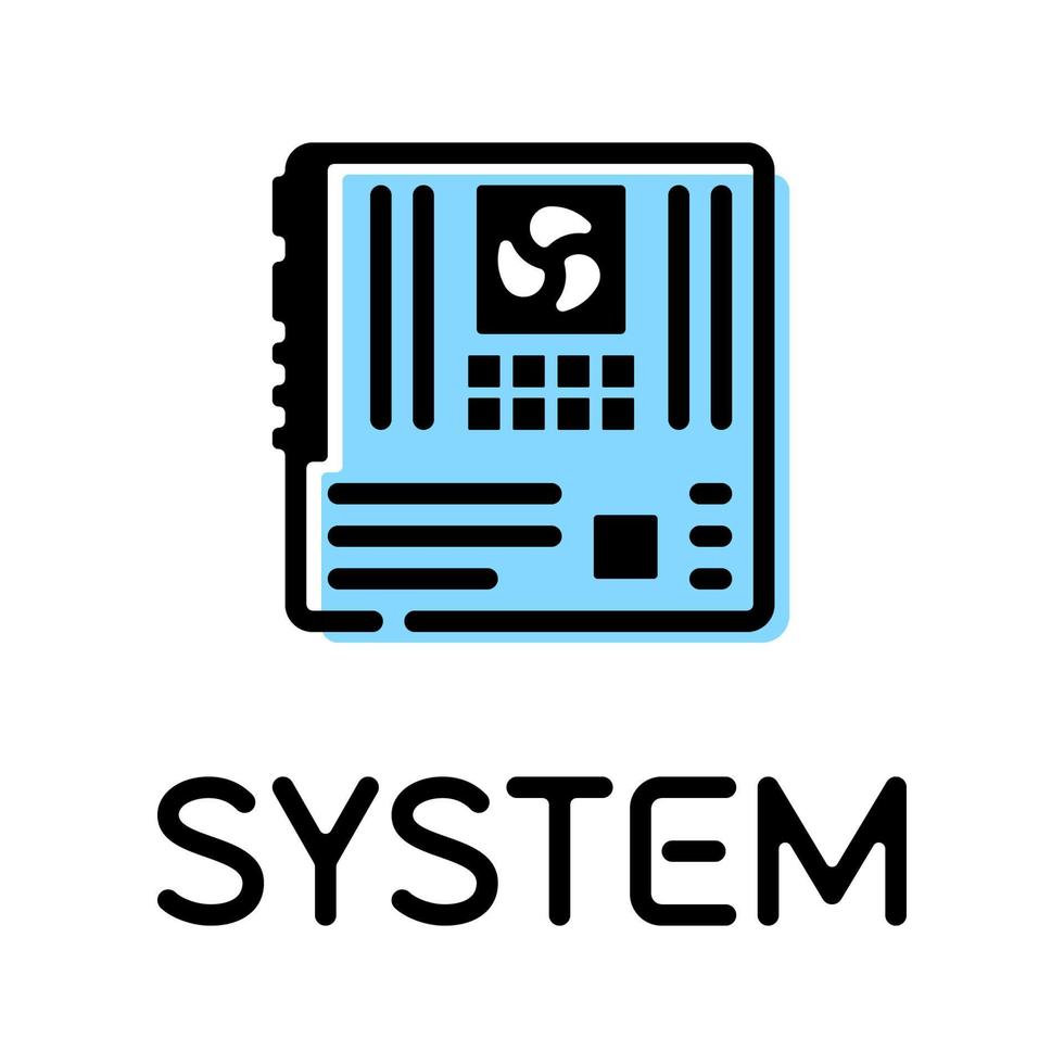 motherboard computer part pictogram with text label vector