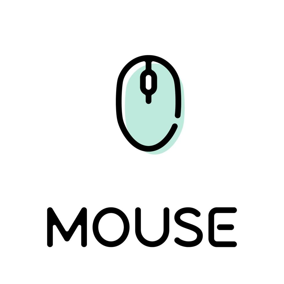 Mouse controller pictogram with text label vector