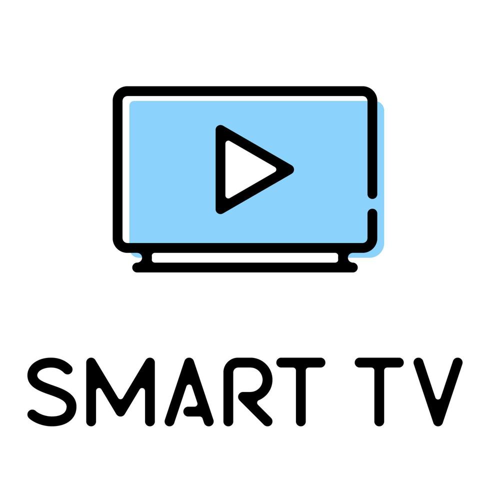 pictograma de smart tv con etiqueta de texto vector