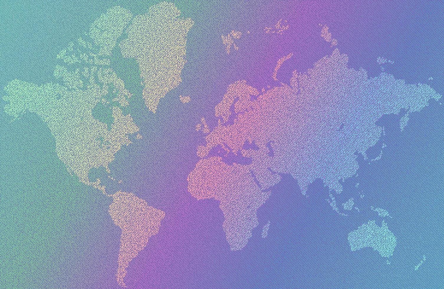 Holographic polka dot textured world map vector