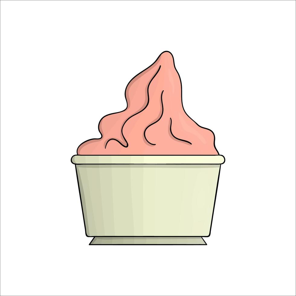 icono de paquete de yogur de color vectorial. producto lácteo fresco orgánico dibujado a mano aislado sobre fondo blanco. ilustración de alimentos naturales. diseño de envases de yogur. vector