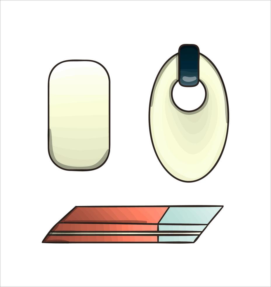 conjunto de iconos de borrador de goma. papelería de color vectorial, materiales de escritura, suministros de oficina o escolares aislados en fondo blanco. estilo de dibujos animados vector