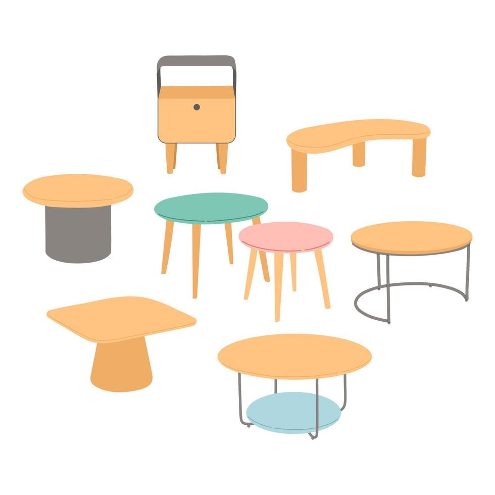 Modern nightstands set flat design vector illustration