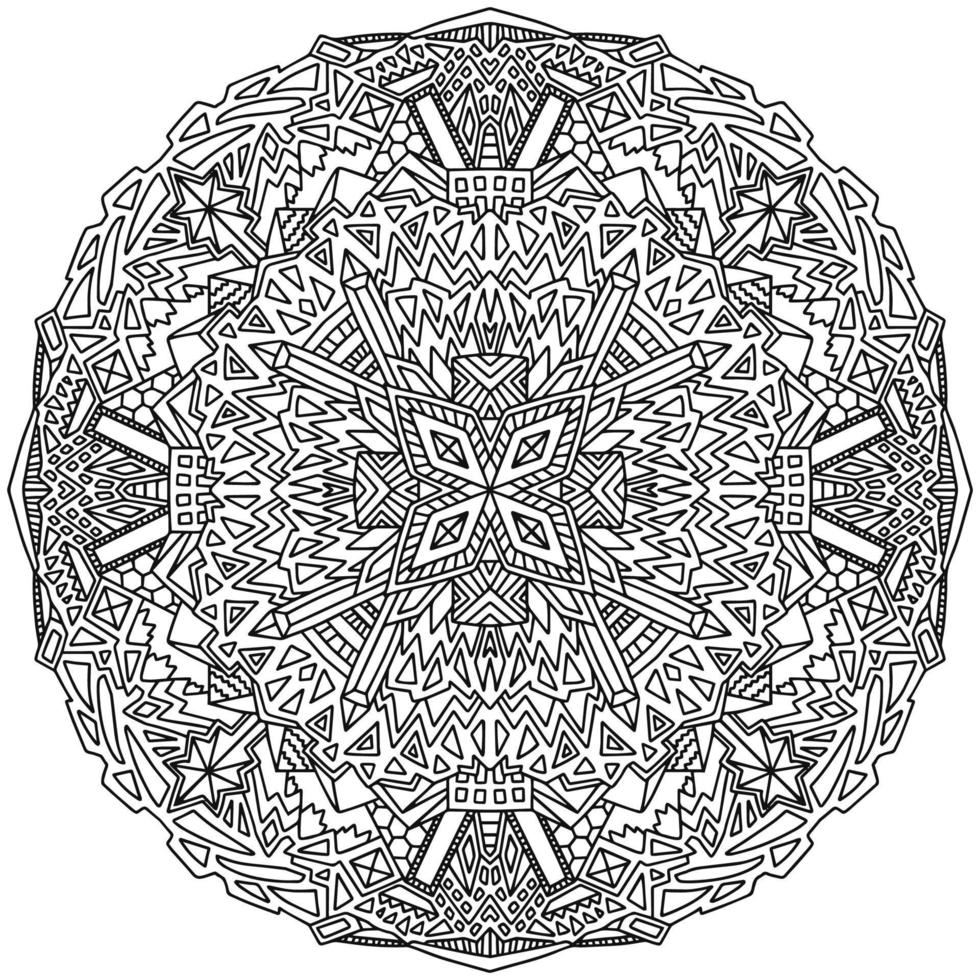 Mandala black and white coloring page vector illustration