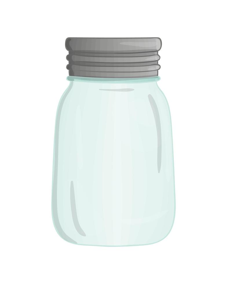 Vector glass jar icon. Cute pot watercolor style illustration.