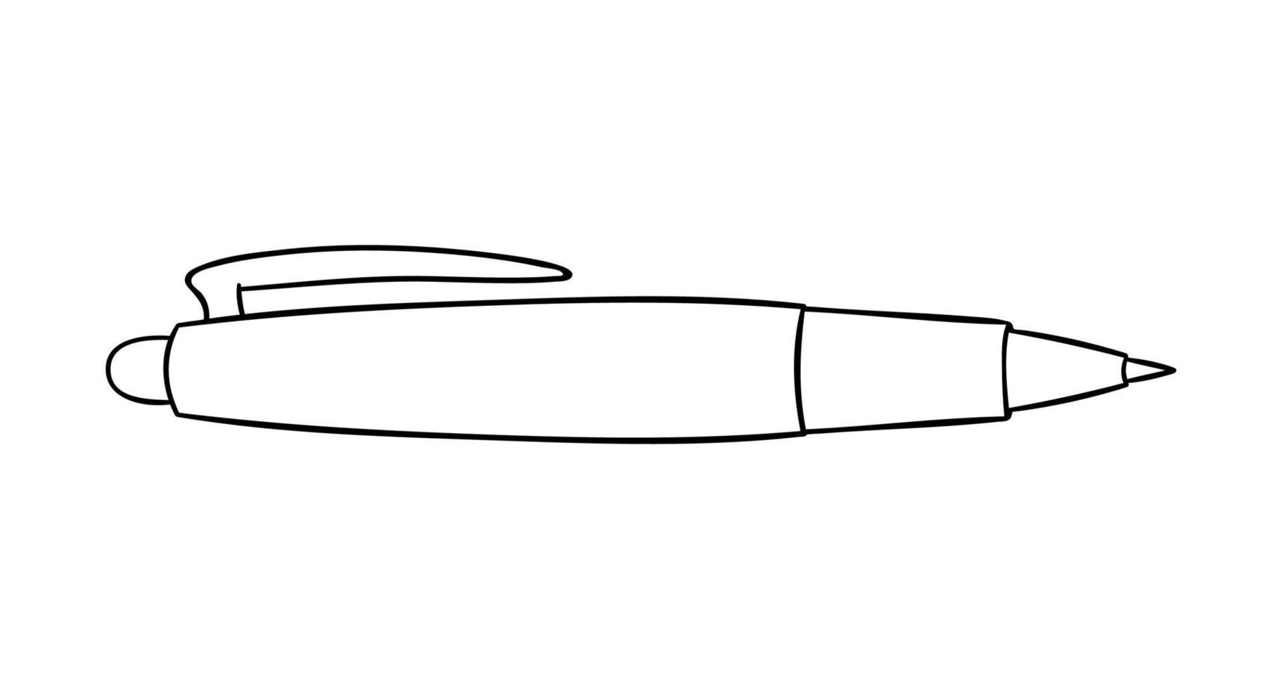 Ballpoint pen line icon. Vector colored stationery, writing materials