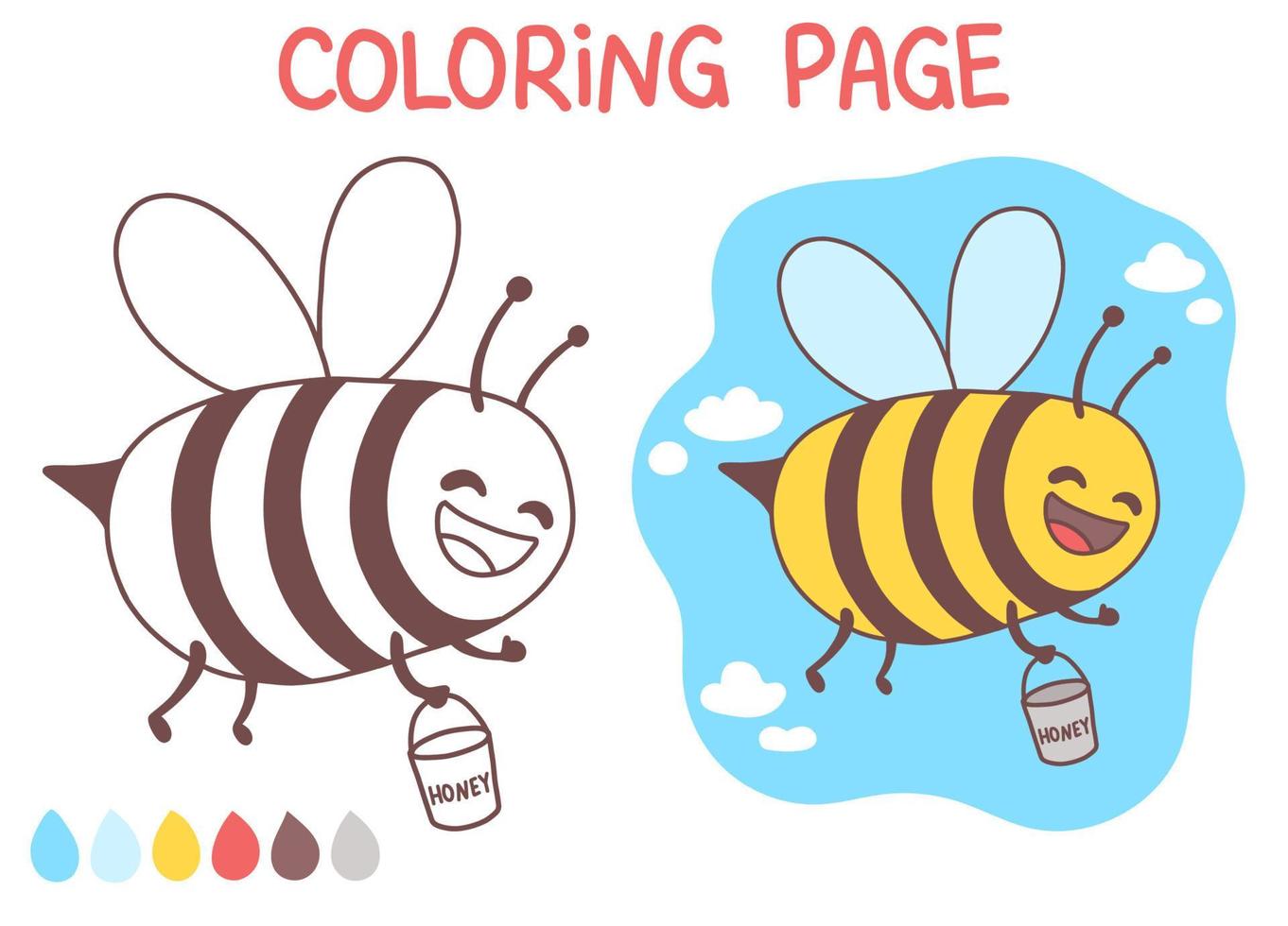 abeja para colorear página divertido y lindo doodle ilustración vectorial ilustración vector