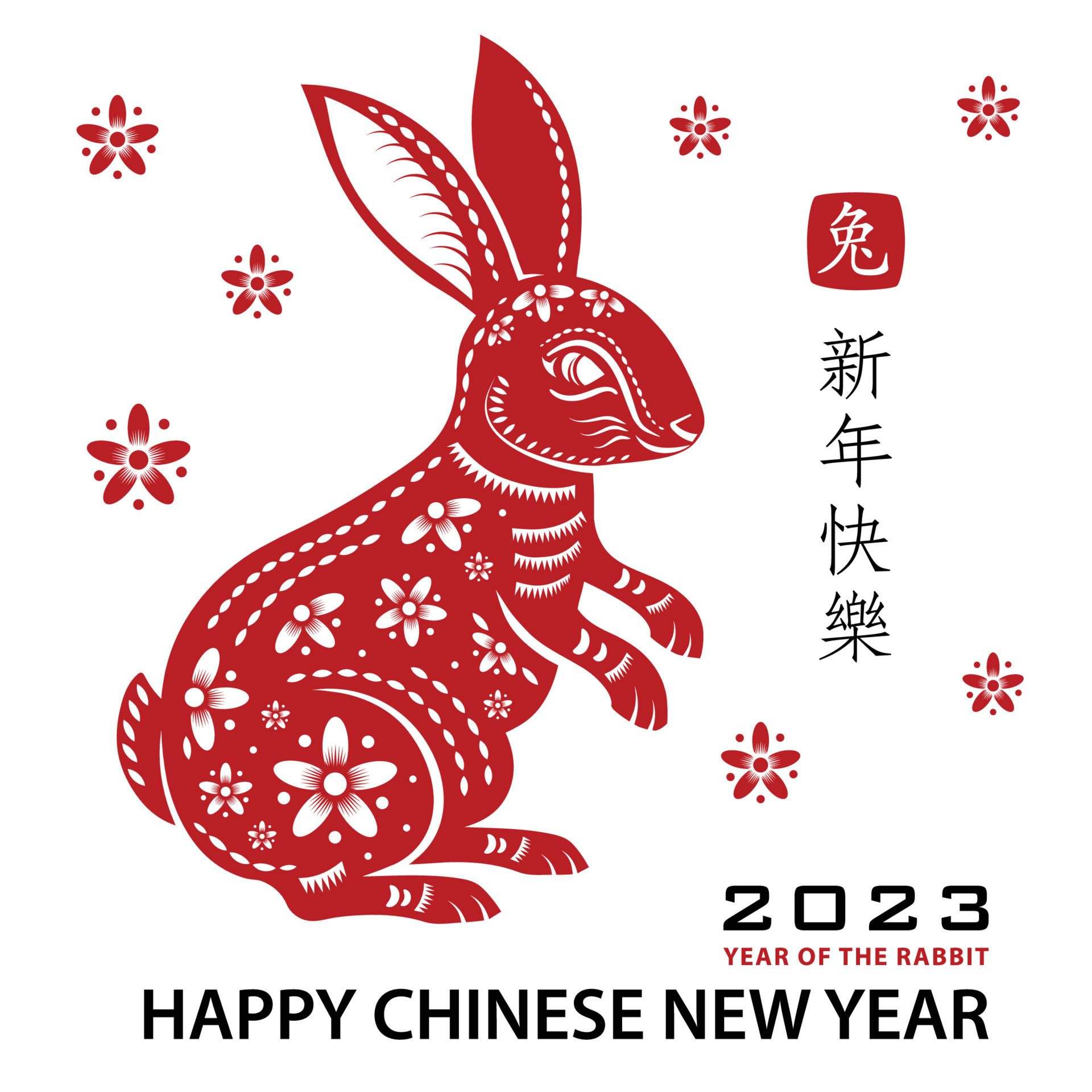 Happy Chinese new year 2023 Zodiac sign, year of the Rabbit