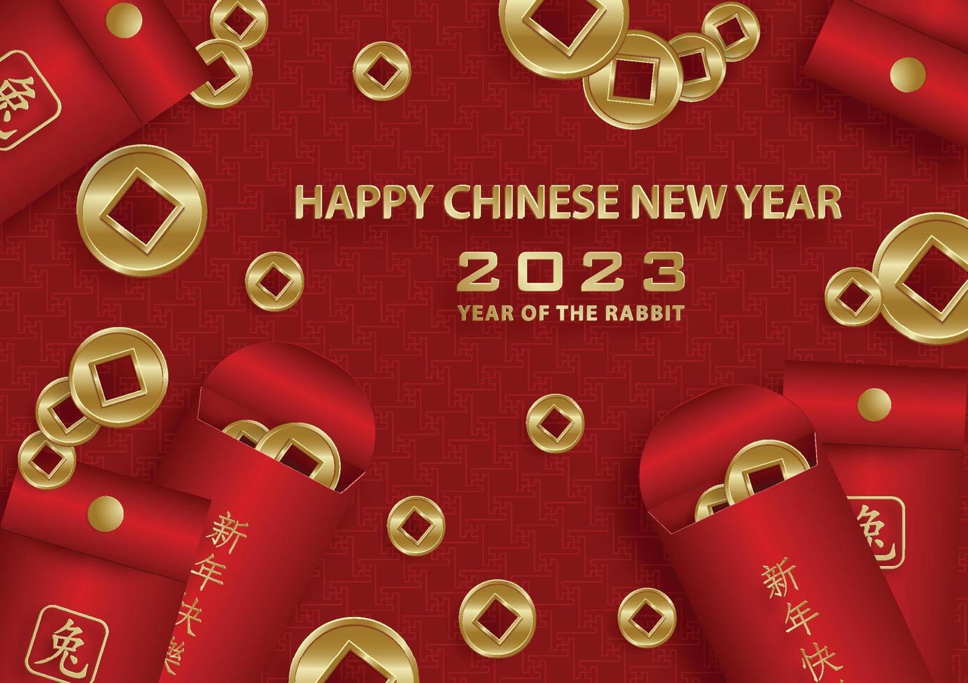 Happy Chinese New Year 2023 Rabbit Zodiac sign for the year of the Rabbit vector