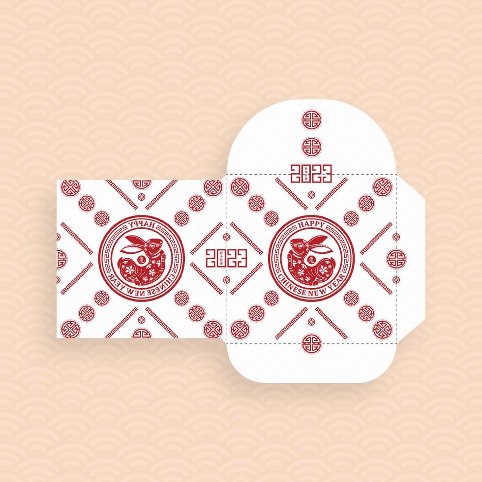 Chinese new year 2023 lucky red envelope money packet for the year of the Rabbit vector