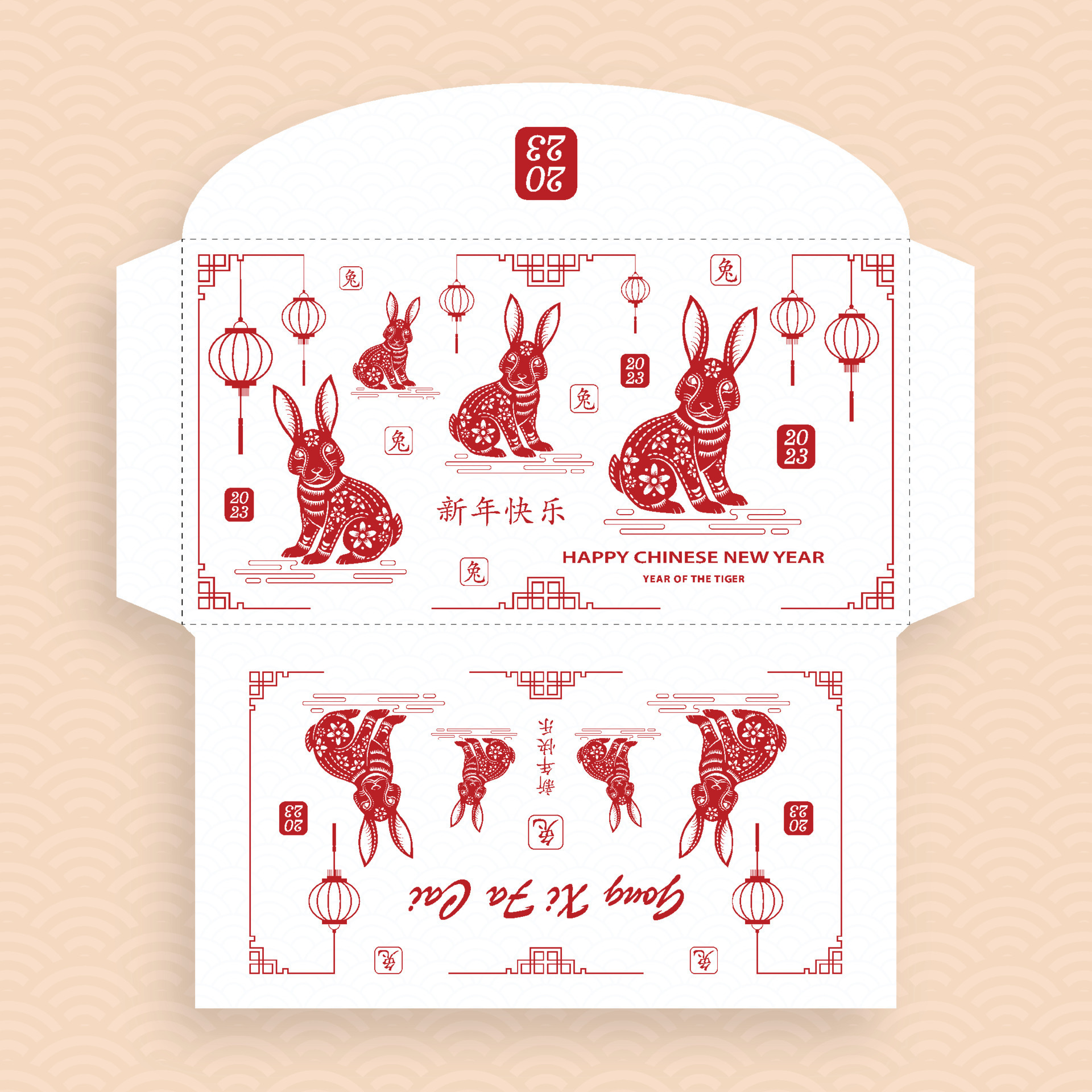 Chinese new year 2023 lucky red envelope money packet for the year of the  Rabbit 8020001 Vector Art at Vecteezy