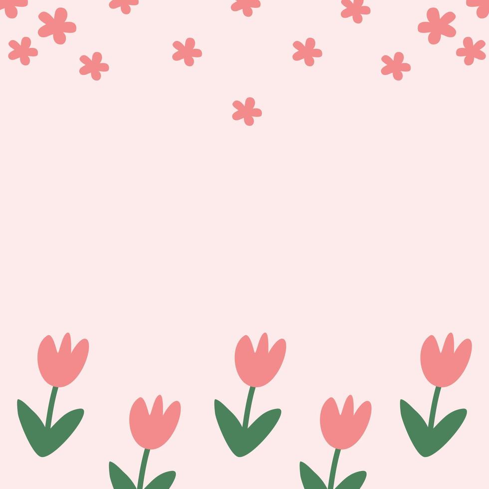 Blank Space With Pink Flowers vector