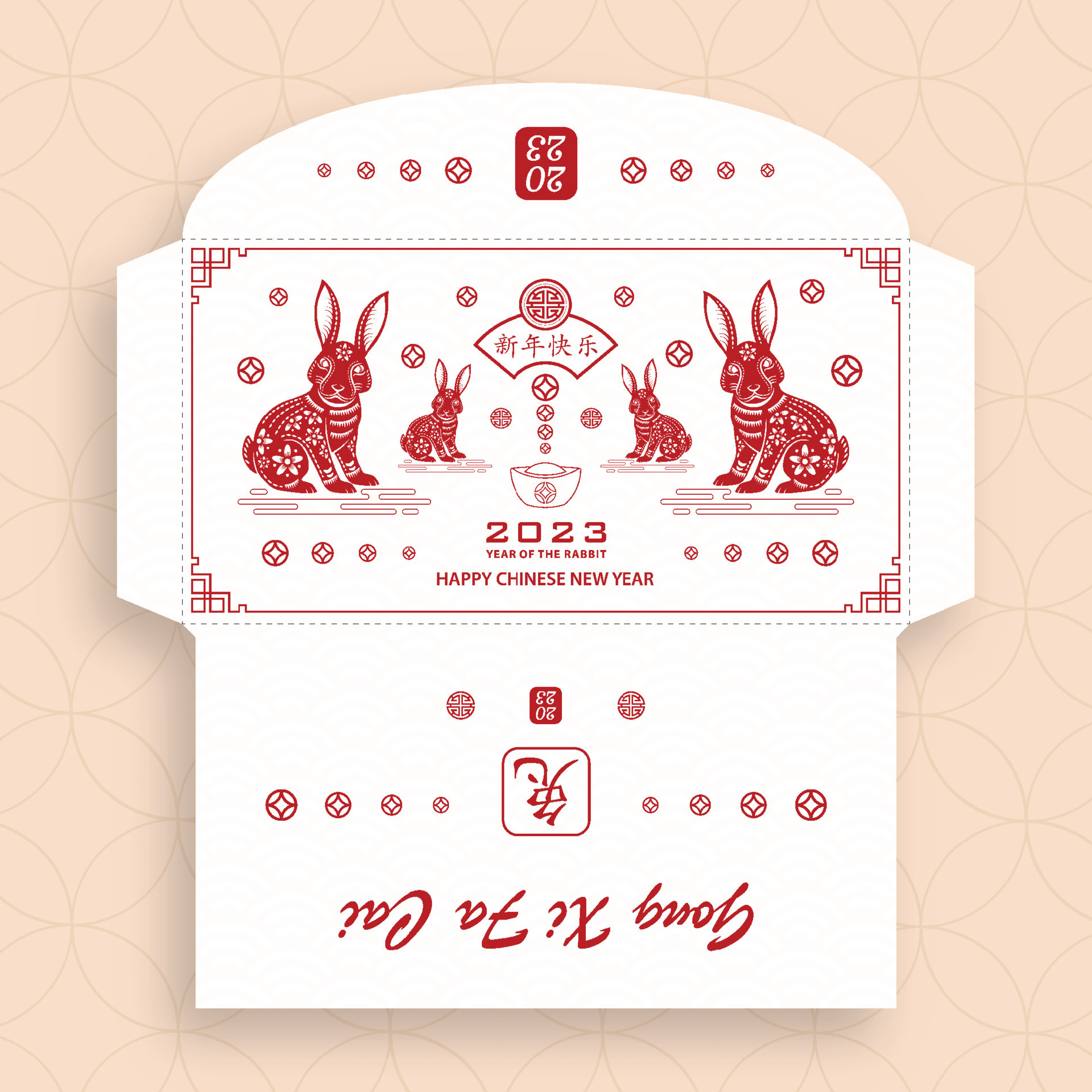 Chinese new year 2023 lucky red envelope money packet for the year of the  Rabbit 8020155 Vector Art at Vecteezy