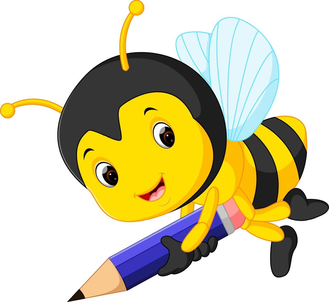 bee holding pencil vector