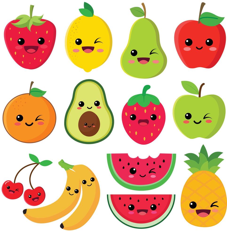 Cute fruits. happy cute set of smiling fruit faces. vector set of flat cartoon illustration icons 8020233 Vector Art at Vecteezy Cute fruits. happy cute set of smiling fruit faces. vector set of flat cartoon illustration icons 8020233 Vector Art at Vecteezy
