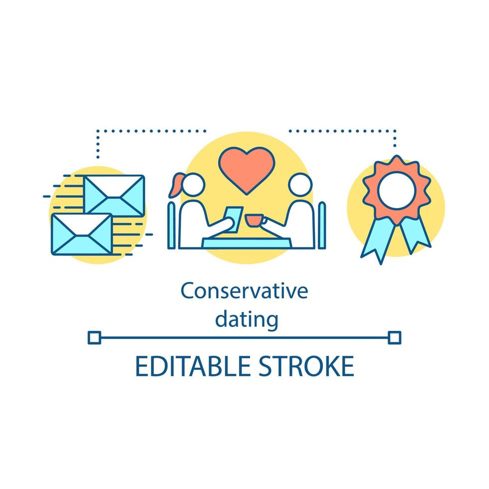 Conservative dating concept icon. Find love idea thin line illustration. Traditional couple matchmaking. Man and woman having date. Live meeting.Vector isolated outline drawing. Editable stroke vector