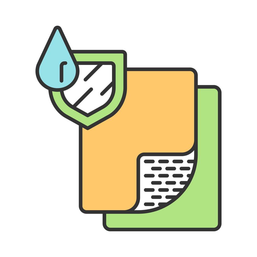 Waterproof flooring color icon. Water resistant linoleum. Hydrophobic construction layered material. Waterproofing floor. Repellent surface. DWR polymeric covering. Isolated vector illustration
