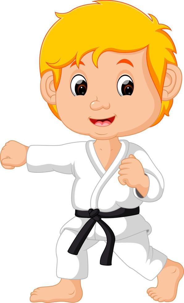 dibujos animados de niño de karate vector