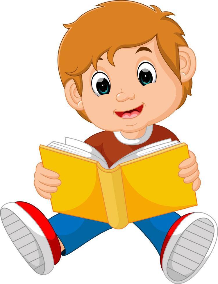 boy reading book vector