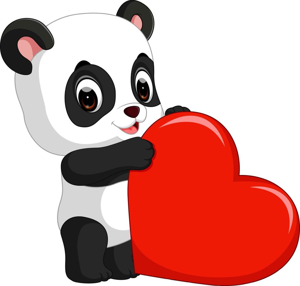 panda cartoon with love vector