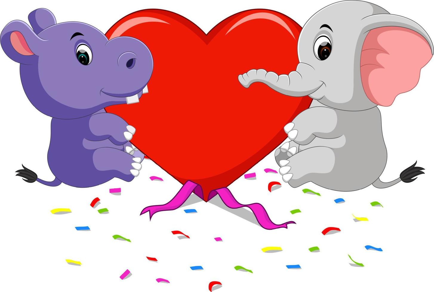 hippo and elephant cartoon vector