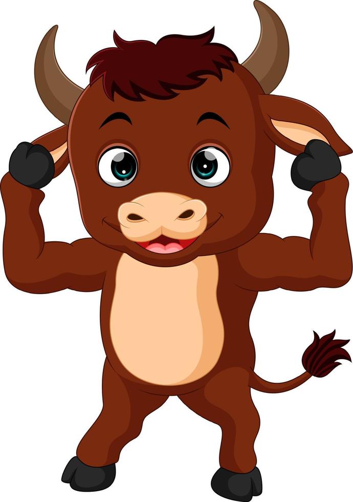 cute bull cartoon vector