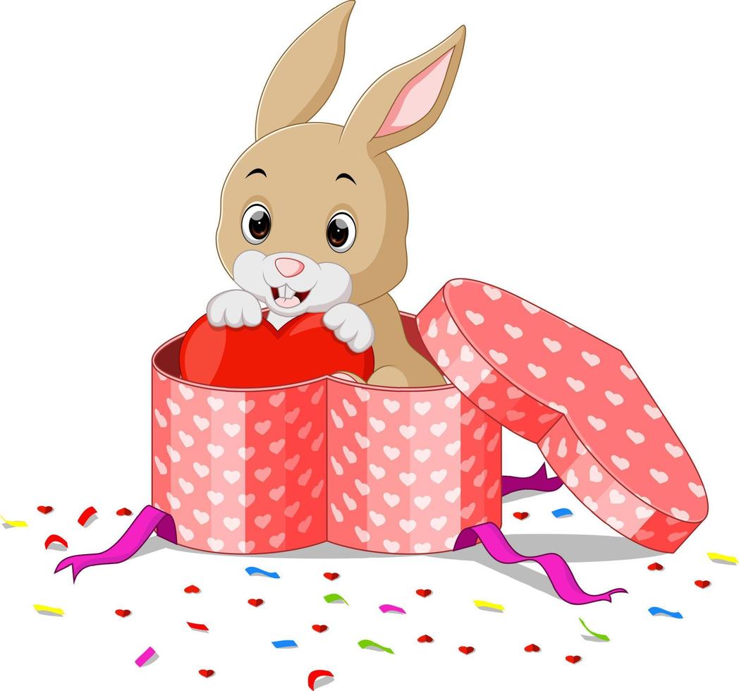 rabbit cartoon with love vector