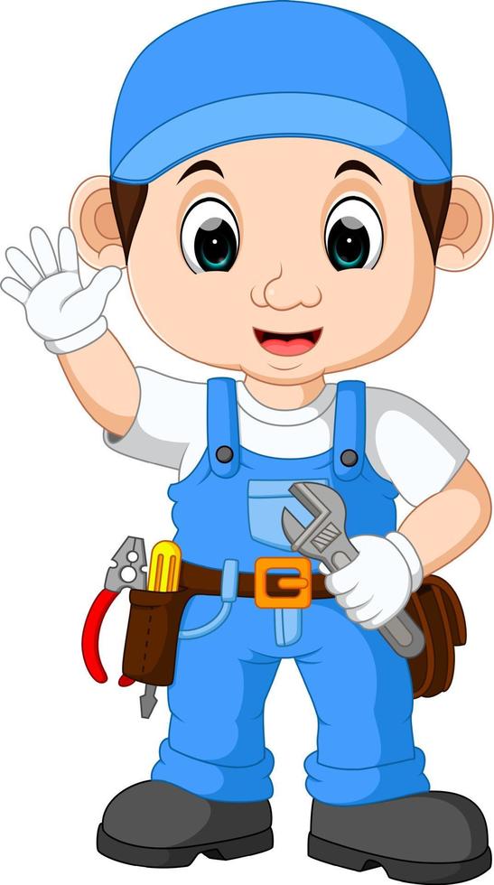 Cartoon illustration of a mechanic vector