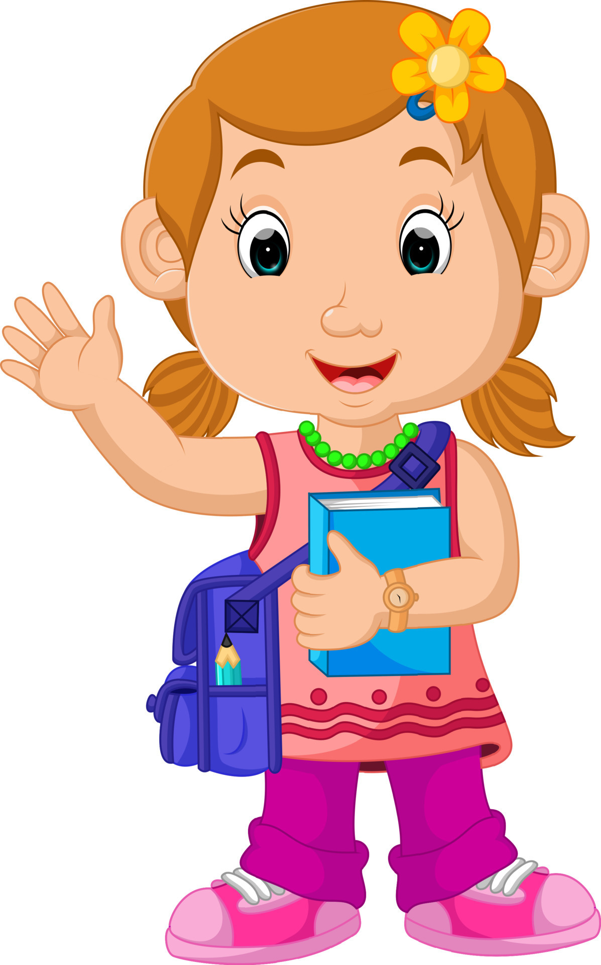 School girl cartoon walking 8020572 Vector Art at Vecteezy