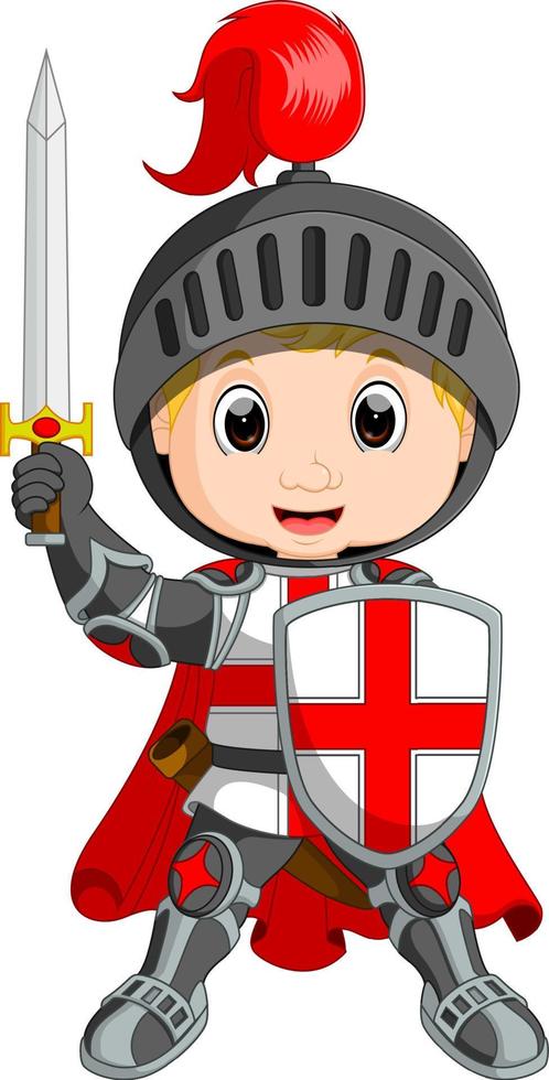 Cartoon knight boy vector