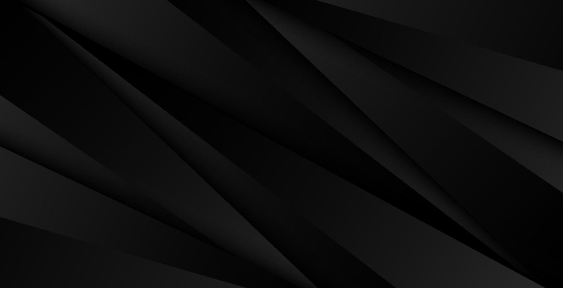 Abstract 3D modern black diagonal stripes layer geometric triangles pattern on dark background vector