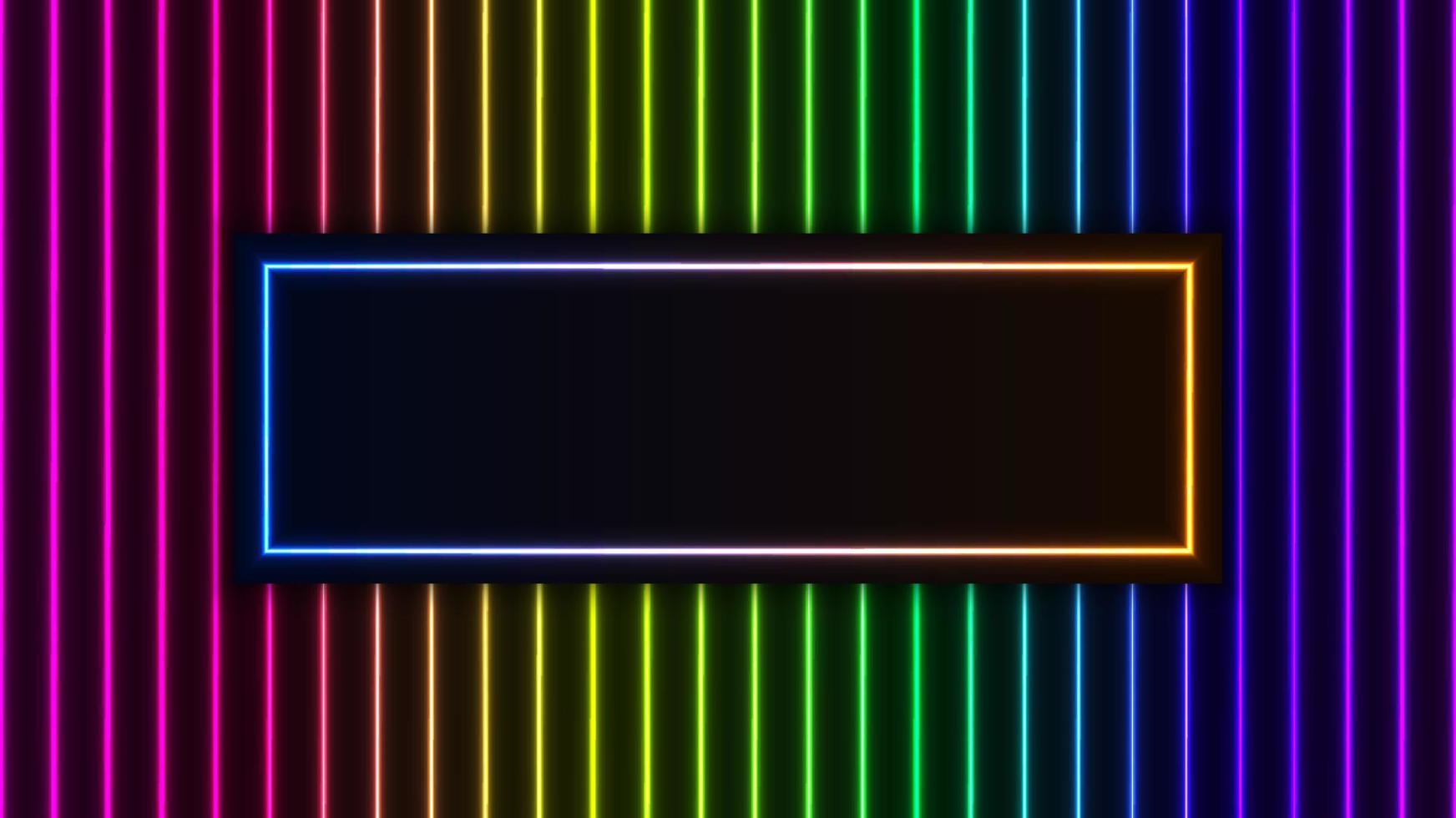 neón tubo brillante iluminación arco iris patrón marco fondo estilo retro vector