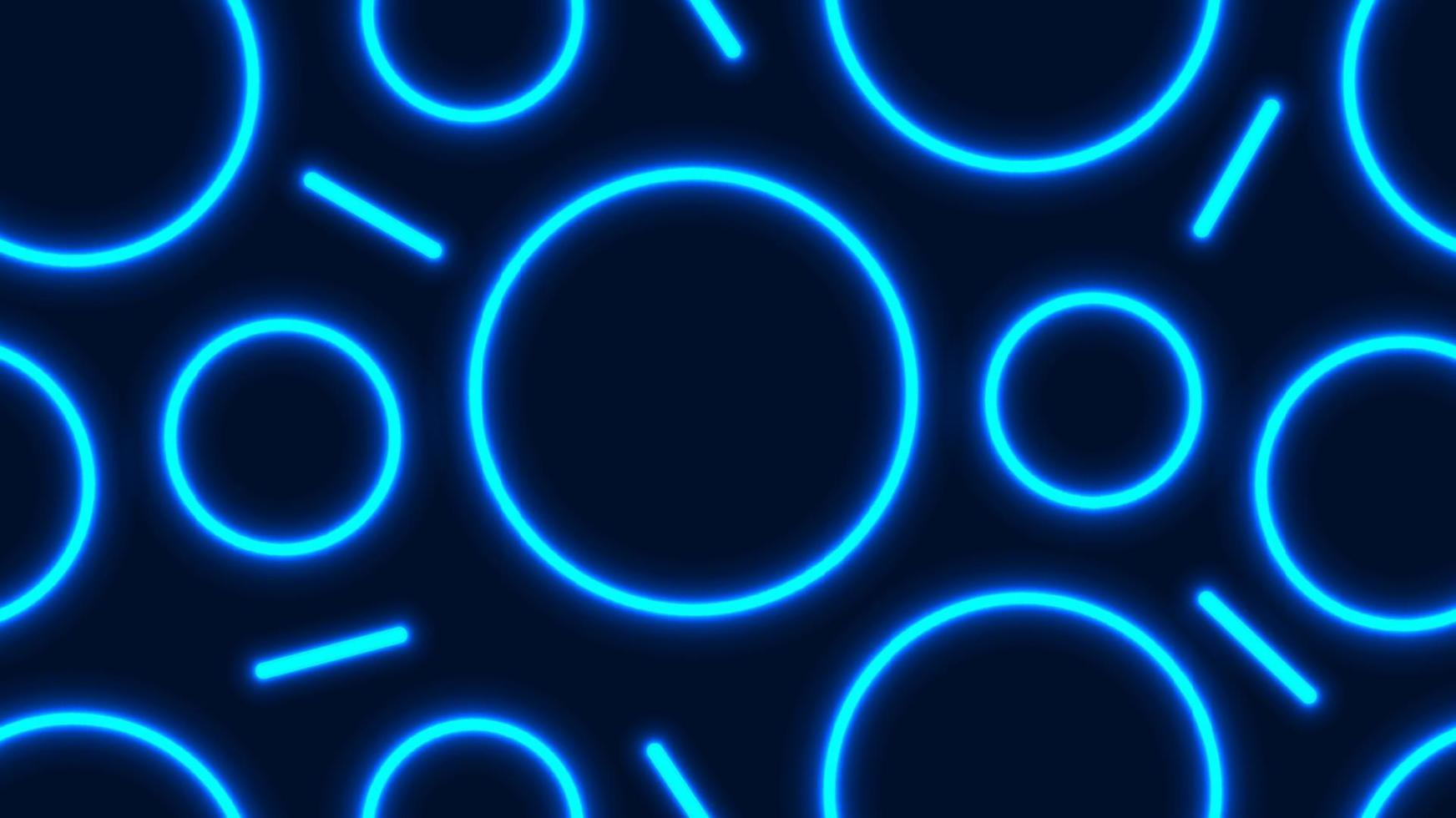 Abstract blue glowing neon lighting effect circles geometric seamless pattern on dark background vector