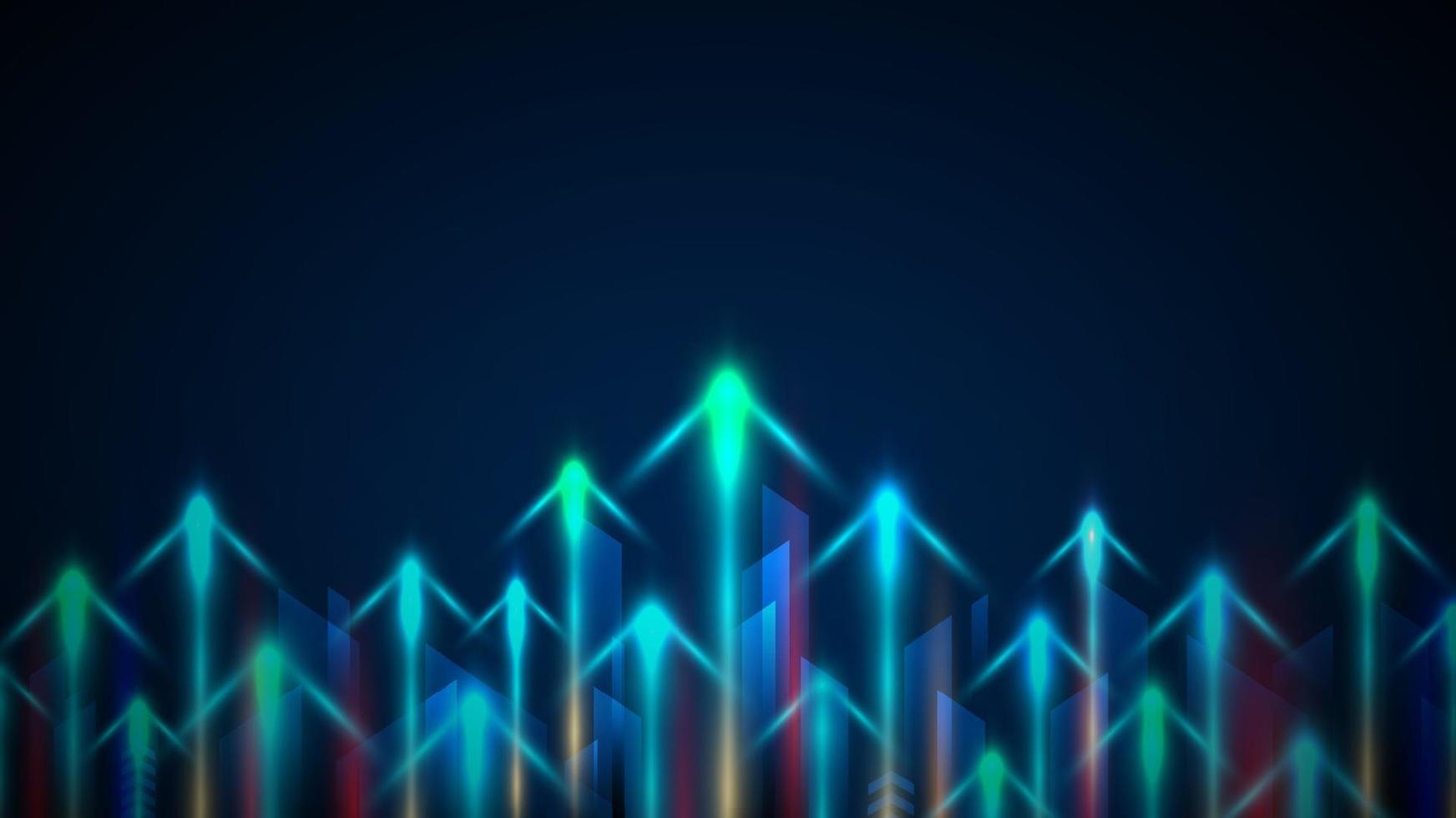 Abstract arrow neon lighting up on blue background technology futuristic style vector