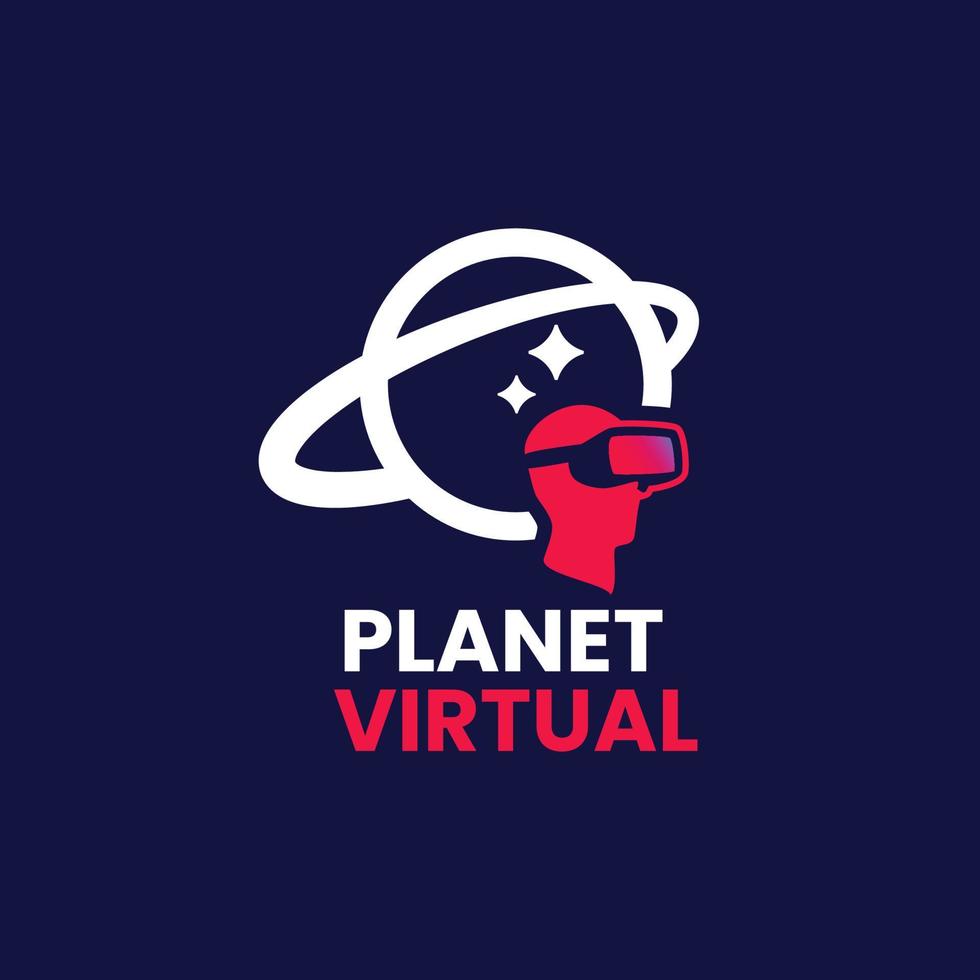 logotipo virtual del planeta vector