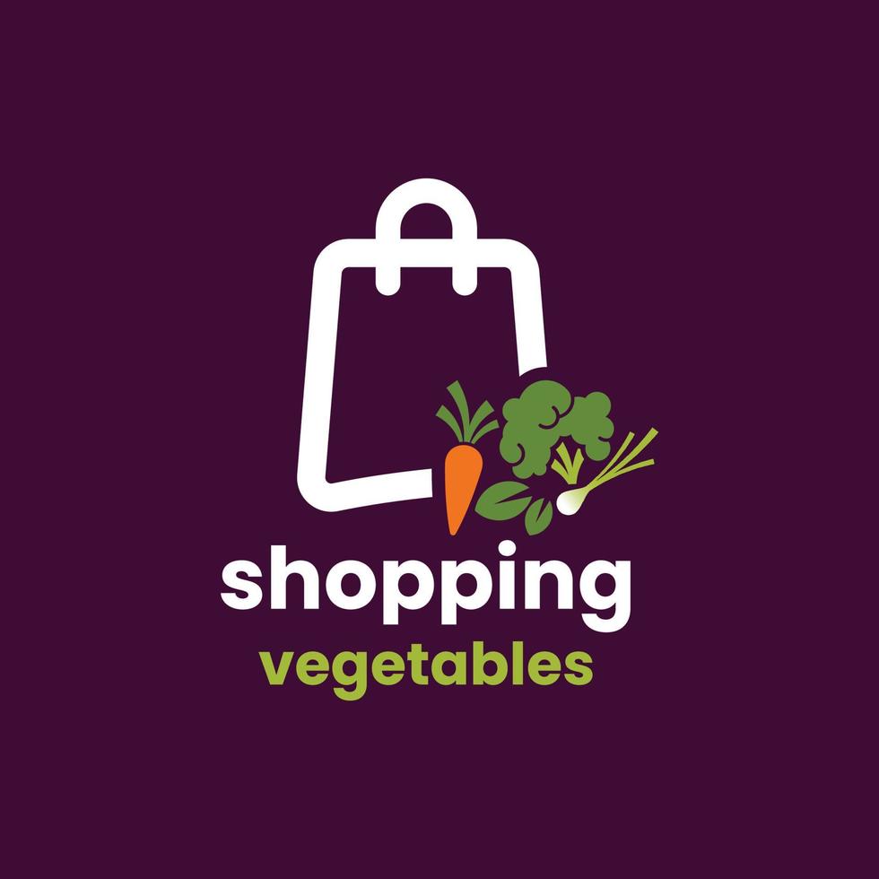 logotipo de verduras de compras vector