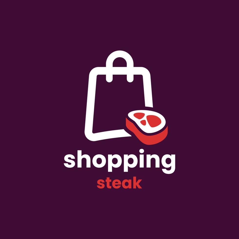 logotipo de bistec de compras vector
