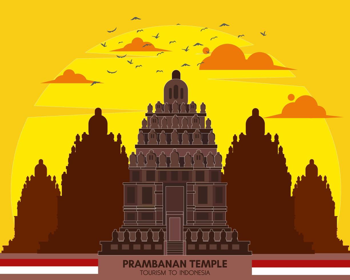 templo de prambanan indonesia vector