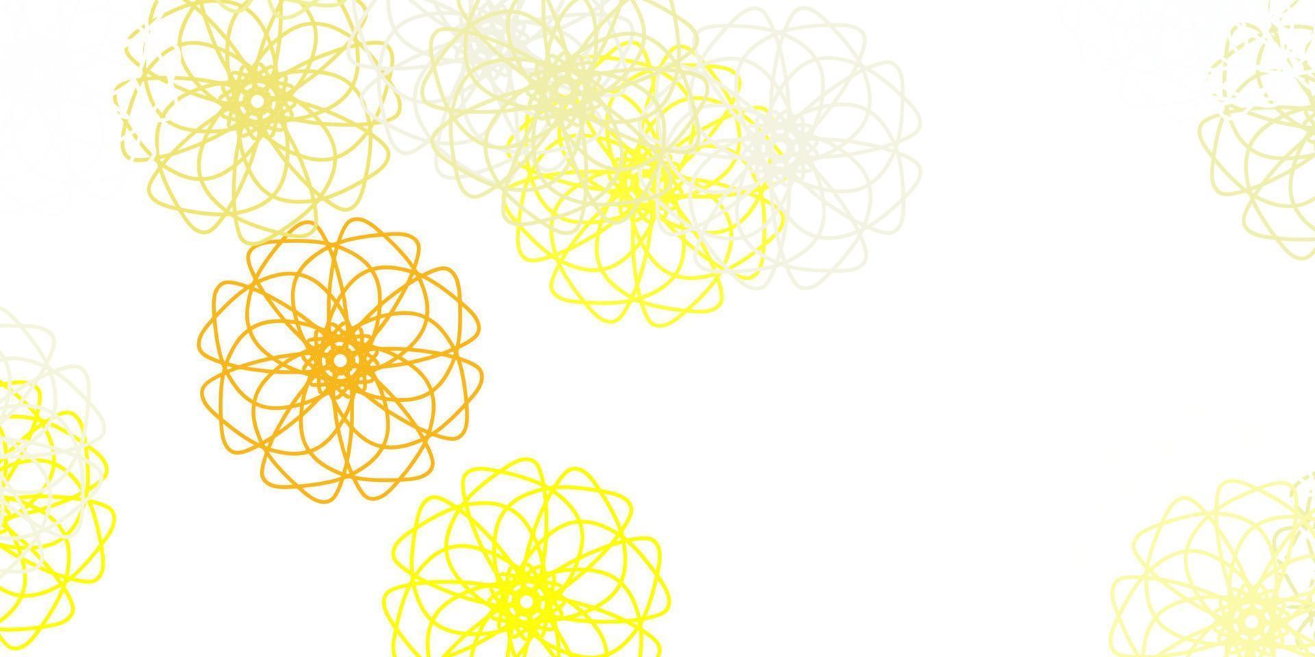 Light red, yellow vector doodle template with flowers.