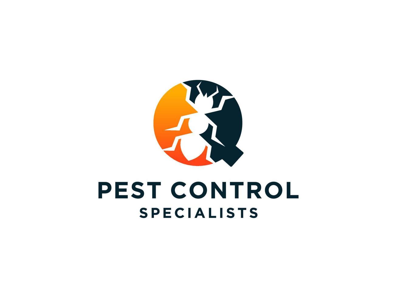 Letter Initial Q Pest Control Logo Design with Insect Silhouette Shape Combination. vector