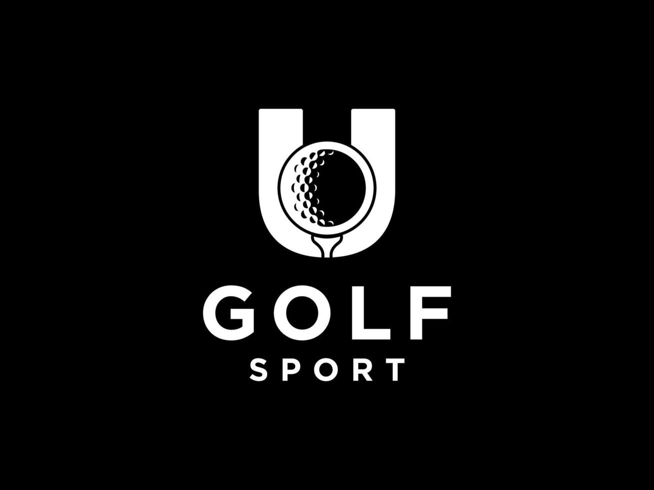 logotipo deportivo de golf. letra u para la plantilla de vector de diseño de logotipo de golf.